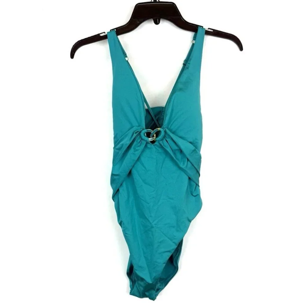 Trina Turk Women’s V Neck Blue One Piece Swimsuit Size 8